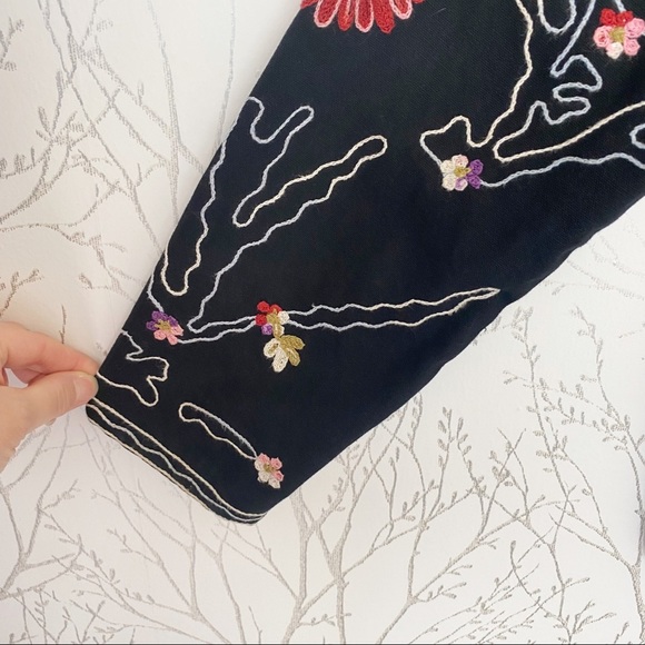 VINTAGE 90’s TAKE TWO Black Heavily Embroidered Jacket Blazer Medium 100% Cotton - Picture 10 of 14